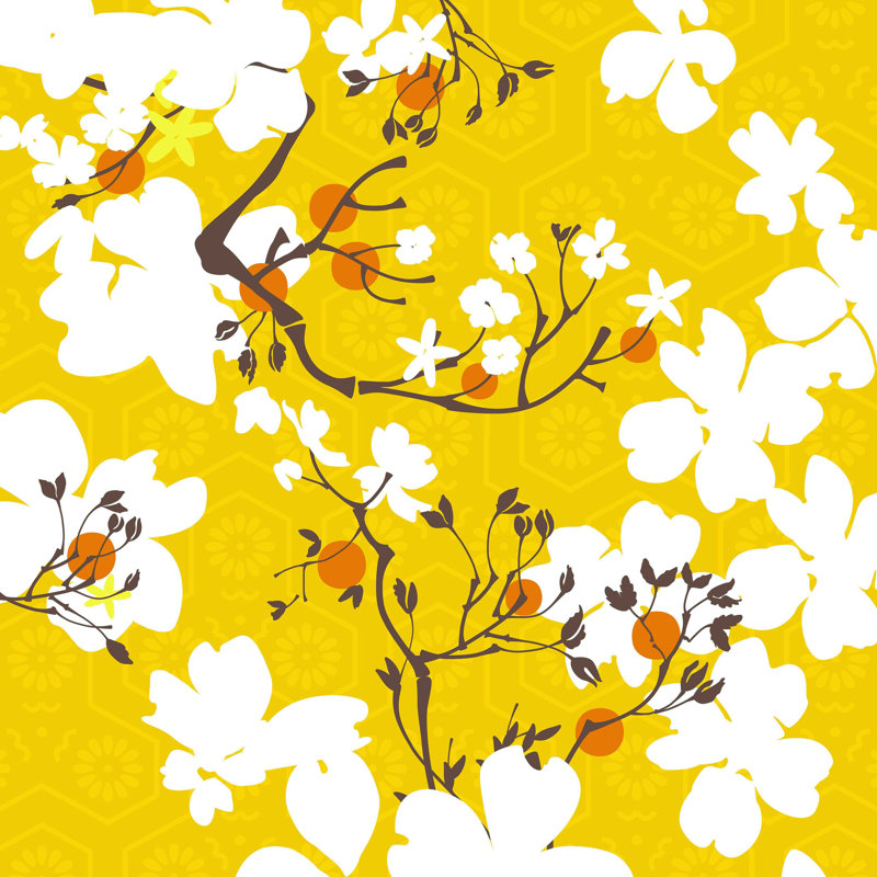 Mandarin Flora by Evelia - Wrapped Canvas Print, 45cm H x 45cm W