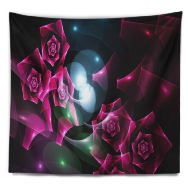 Bouquet rose abstrait d’un magnifique tapisserie roses, H 68 po x l 80 po