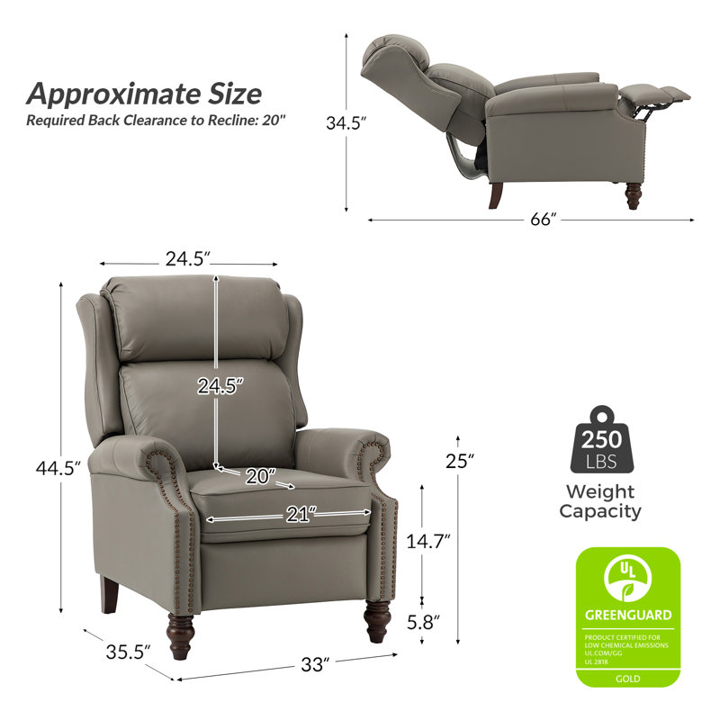 Fauteuil inclinable en cuir véritable Ambrosane, Cuir véritable colombe