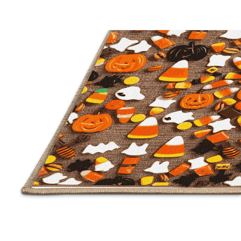  Tapis lavable bonbons d'Halloween, Carré 3 pi