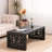 47.2" Solid Black Carved Wood Coffee Table