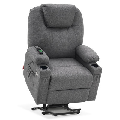 Florien Large Power Lift Recliner Chair with Massage and Heat for Big and Tall Elderly People, 3 Positions, Cup Holders, and USB Ports, Extended Footr