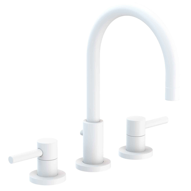 East Linear Widespread Bathroom Faucet with Drain Assembly, Matte White