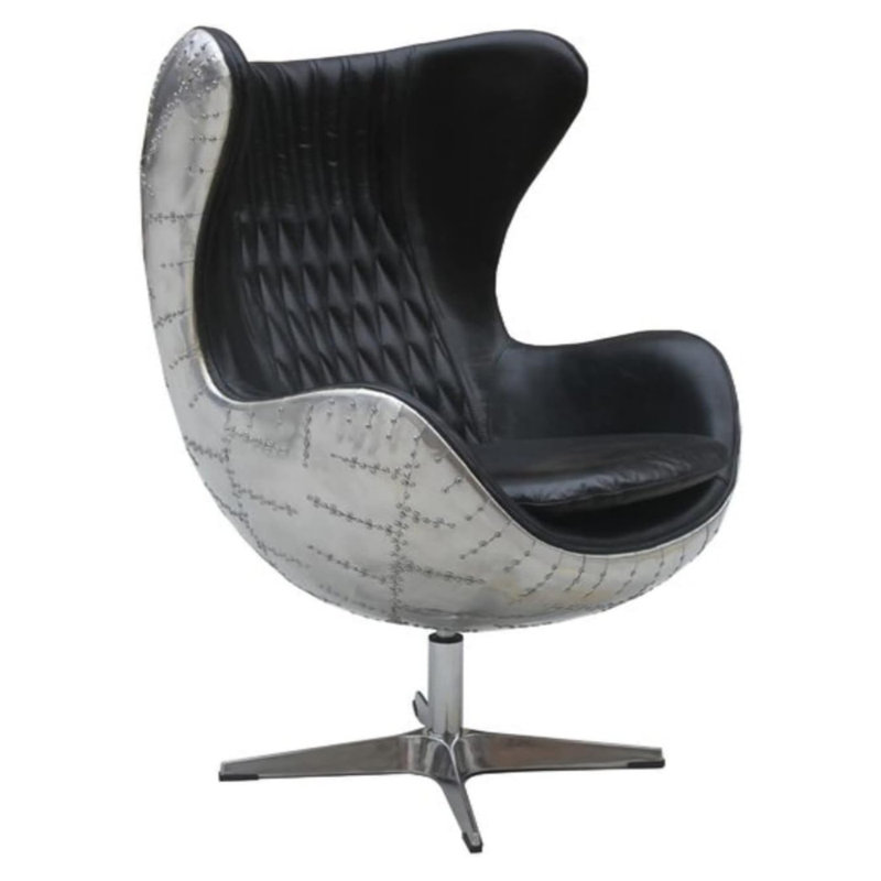 Fauteuil en cuir noir Dena, Noir