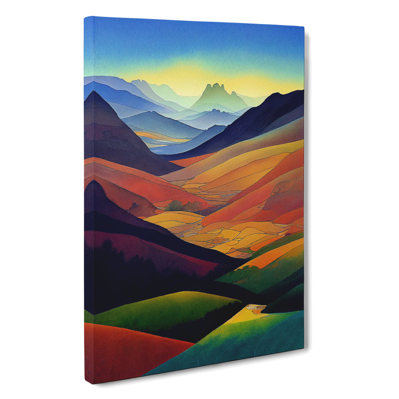 Meadow Landscape Watercolour No.4 - Wrapped Canvas, 76cm H x 50cm W x 3cm D