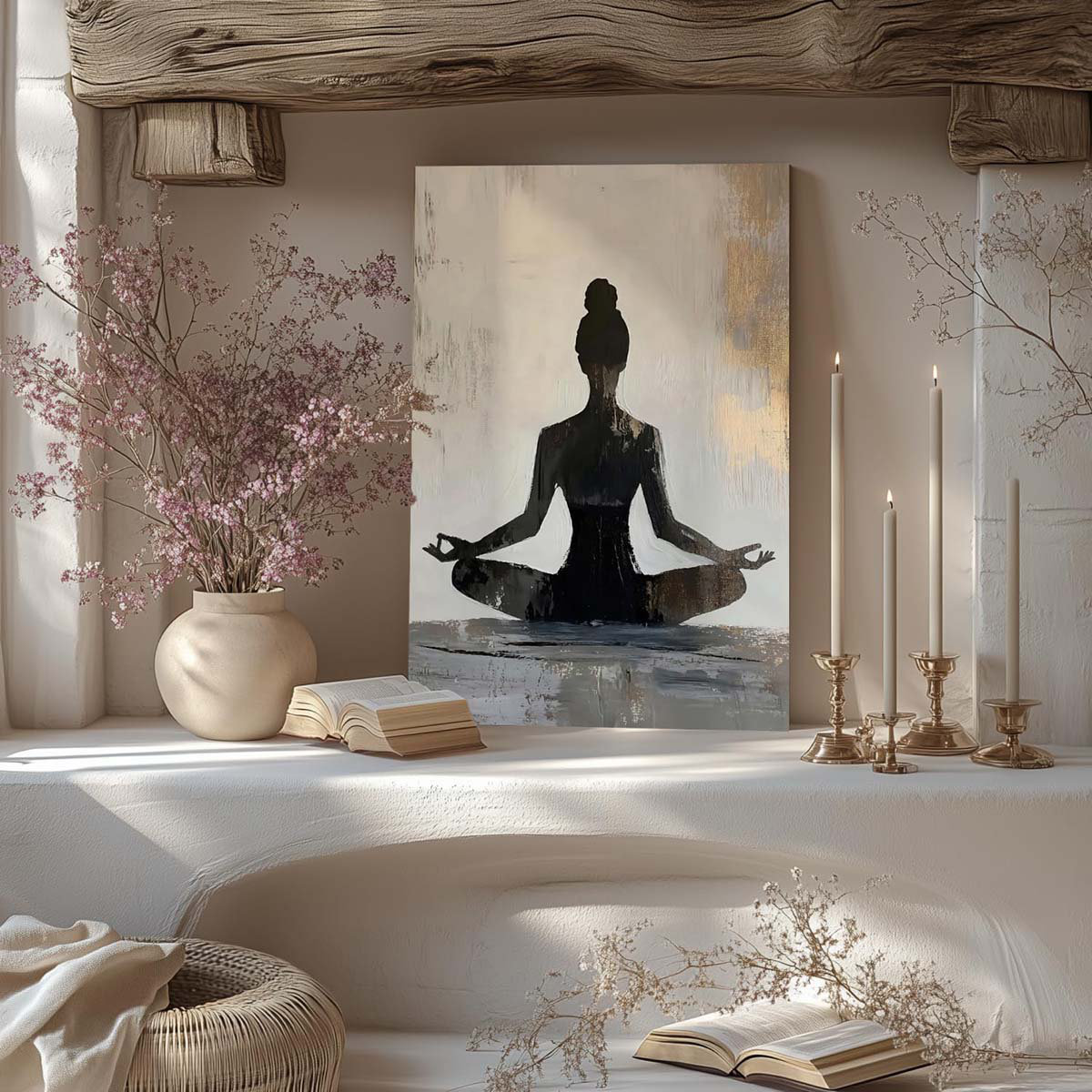 17 Stories 60*40,Modern Yoga Girl Canvas, Tranquil Meditation Wall ...