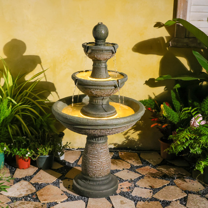 Water Fountain Resin Rustic Rock Look Cascades & Weatherproof LED Lights??