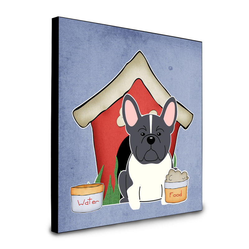 Panneau mural d’art collection dog house Scarvinia, Bouledogue français noir / blanc