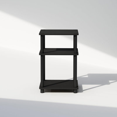Table de chevet à 3 niveaux avec rangement ouvert Turn-n-tube, table d'appoint rustique Americano et noire avec tablettes ouvertes pour la chambre à coucher, le salon et les petits espaces