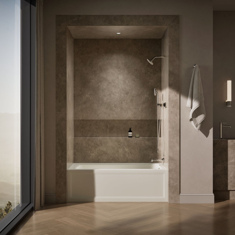 Archer 60" x 32" Alcove/Tile Soaking Bathtub, Biscuit, Right