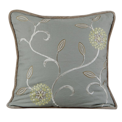 Bedazzle Embroidered Feather Reversible Throw Pillow