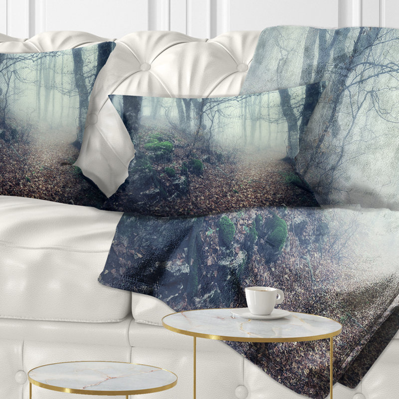 Old Style Path in Forest - Landscape Printed Throw Pillow