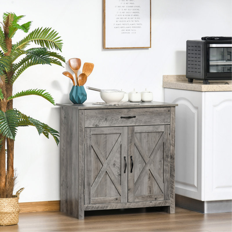 Buffet, armoire de cuisine de style porte de grange, armoire d'appoint 32 po