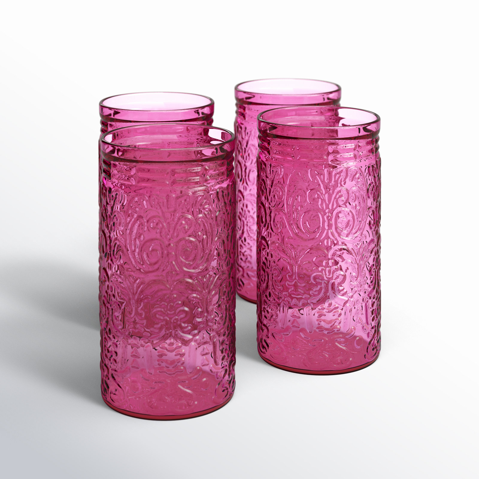 Jax Glass Highball 14 oz, 4, Hot Pink