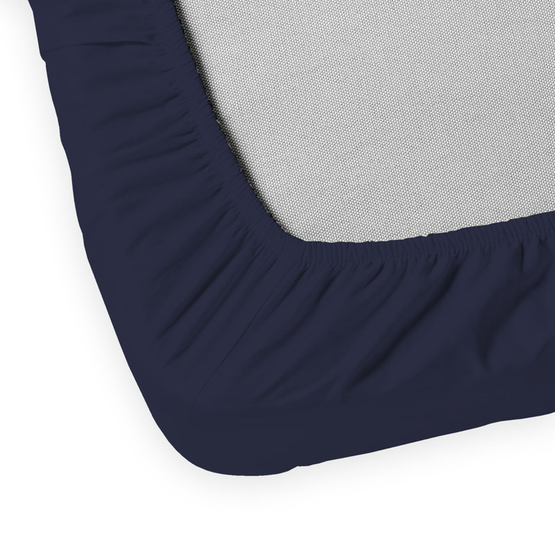 Navy Twin Cotton Percale Fitted Sheet Set