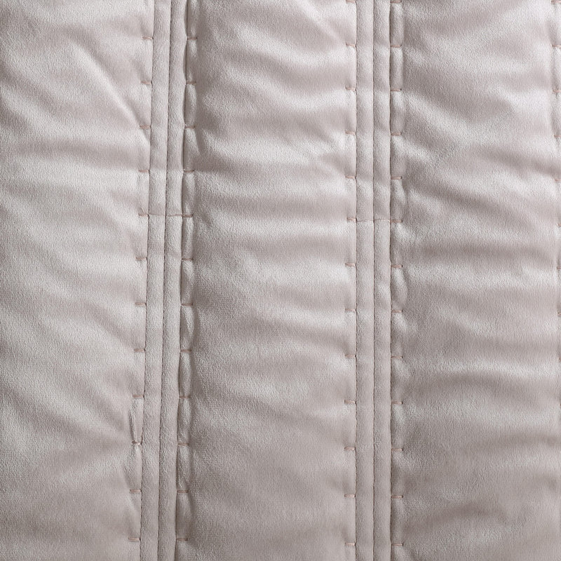 Vera Wang Linear Stitch Solid Quilt Set, Queen Quilt + 2 Standard Shams, French Clay