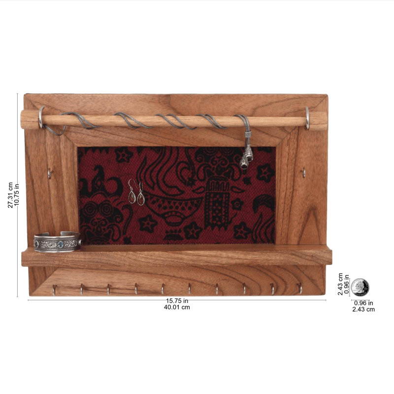 Porte-bijoux en bois à fixation murale