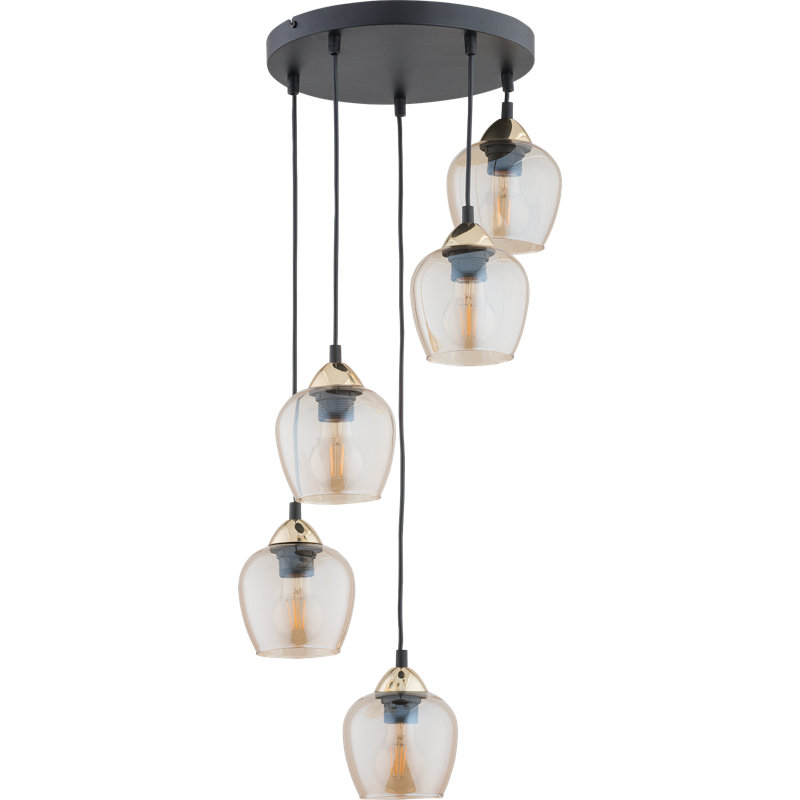 Dias 5 - Light Cluster Geometric Pendant, Gold, Amber