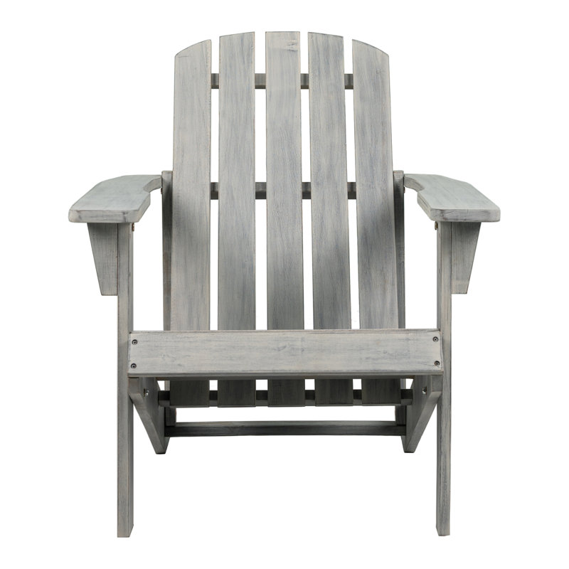 Westport Classic Solid Acacia Wood Outdoor Adirondack Chair, Gray Weather-Resistant Patio Lounge Chair for Deck, Garden, and Fire Pit