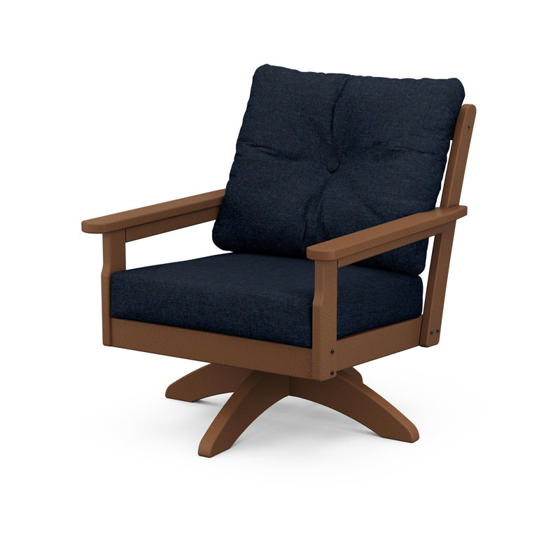 Chaise pivotante à assise profonde Lakeside Vineyard, Indigo marin, Teck