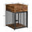 Chew-Proof Steel Dog Crate Furniture With Storage Drawer - Rustic Brown End Table Kennel For Small Dogs, 26.8" Indoor Pet House With Ventilated Design