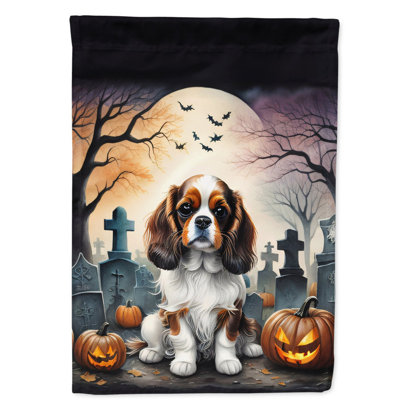 Cavalier Spaniel Spooky Halloween House Flag
