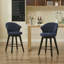 Ensemble de 2 tabourets de bar pivotants à oreilles avec pieds réglables en bois massif et revêtement en chenille, pieds de nivellement pour îlot de cuisine, pub ou salle à manger-50389544