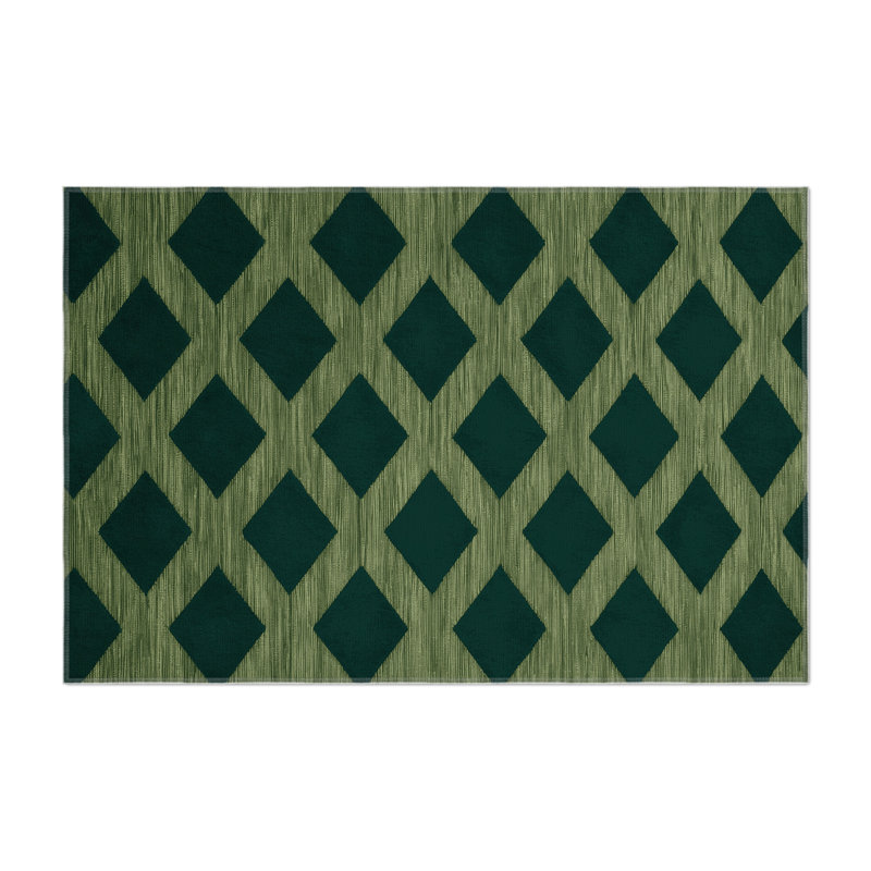 Tapis d'intérieur et d'extérieur à carreaux vert, Rectangulaire 3 pi x 5 pi
