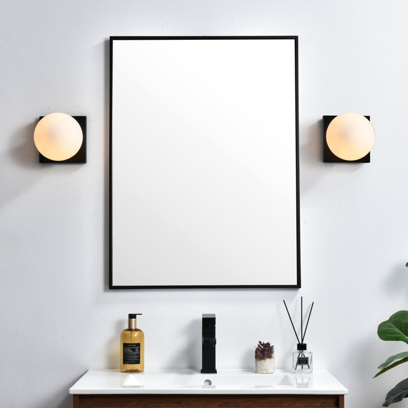 Isabeth Dimmable Bath Sconce, Black, 1 Light, 6" H x 6" W x 6" D