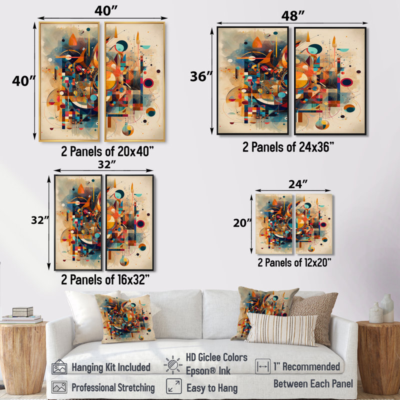 Décoration orange rétro V - fond mural orange, H 32 po x l 32 po, Noir, Impression encadrée flottante