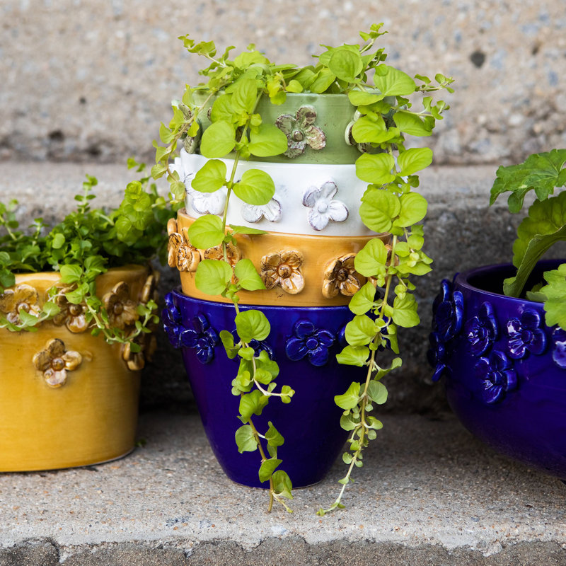 Rustic Garden Cachepot, 5" H x 6.25" W x 6.25" D, White