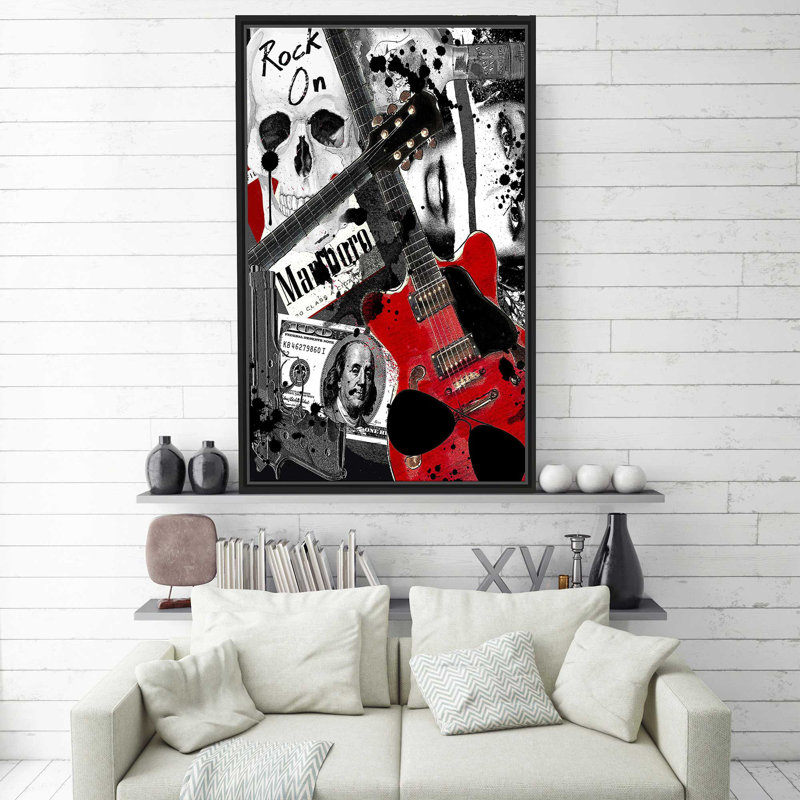 Rock On With Love (Vertical) par By Jodi - impression, H 33,5 po x l 21,5 po x P 2 po, Cadre flottant noir