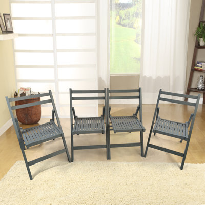 Chaise pliante en bois à lattes Furniture - gris, ensemble de 4, chaise pliante, style pliable
