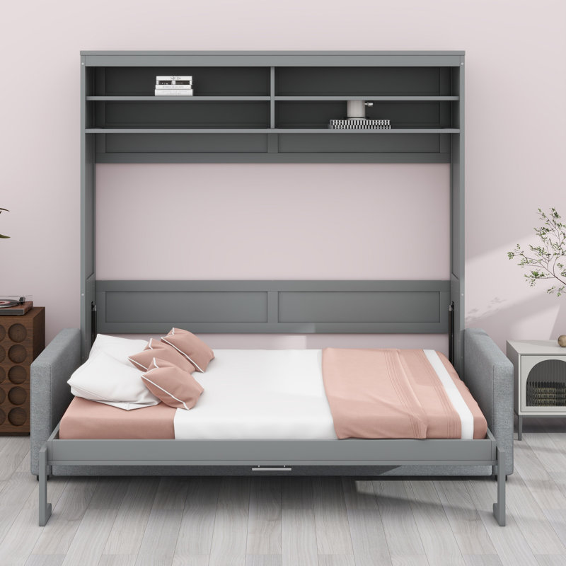 Murphy Bed Wall Bed With Sofa, Gray