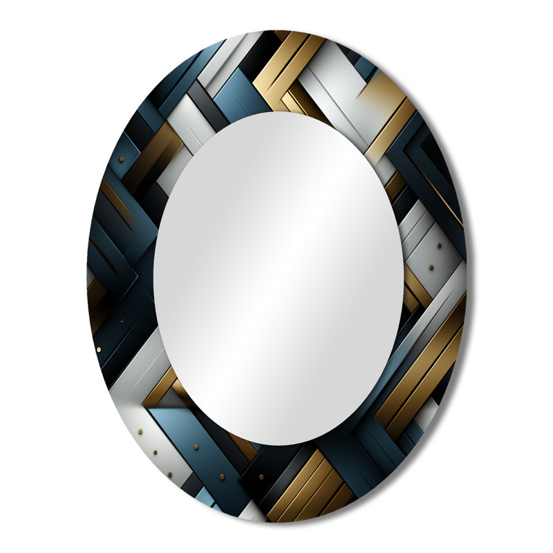 Vallauris - Grand miroir mural ovale sur métal, H 43 po x l 33 po