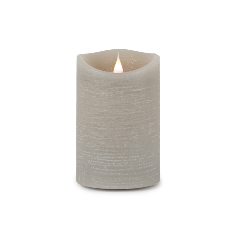 Bougie DEL à cire, Gris, H 5 po x l 3,5 po x P 3,5 po