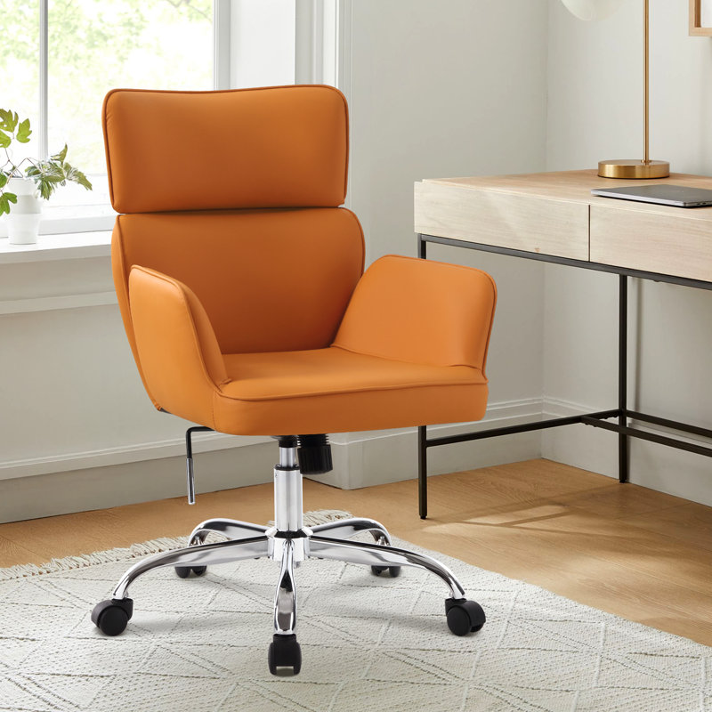 Faux Leather Task Chair with swivel, Orange