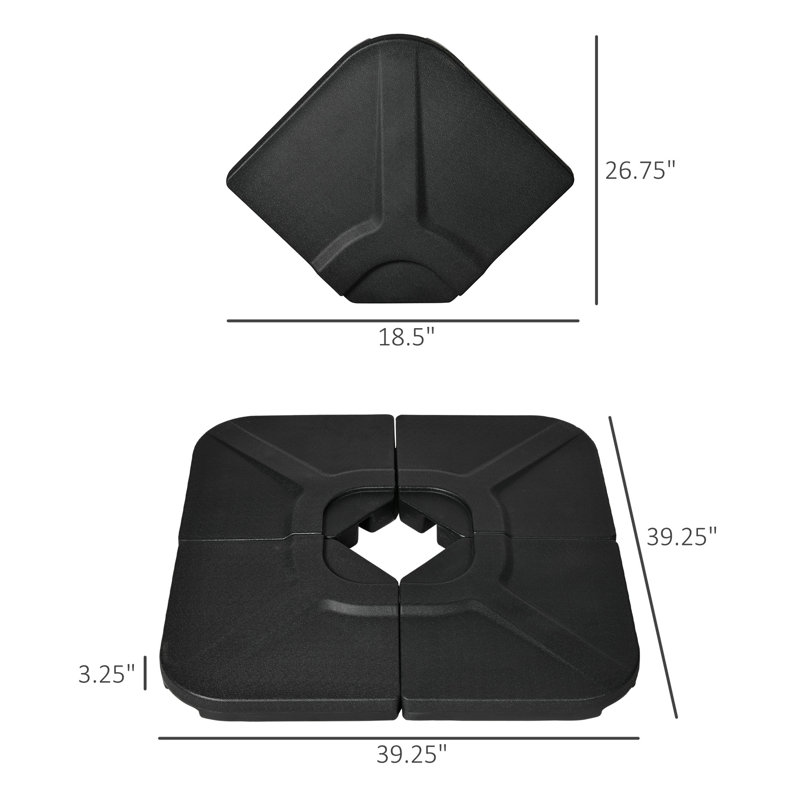4 poids de base de parasol en porte-à-faux de 175 lb - noir. Améliorez votre stabilité avec l'eau et le sable. Poids portables et empilables, 4., noir. &