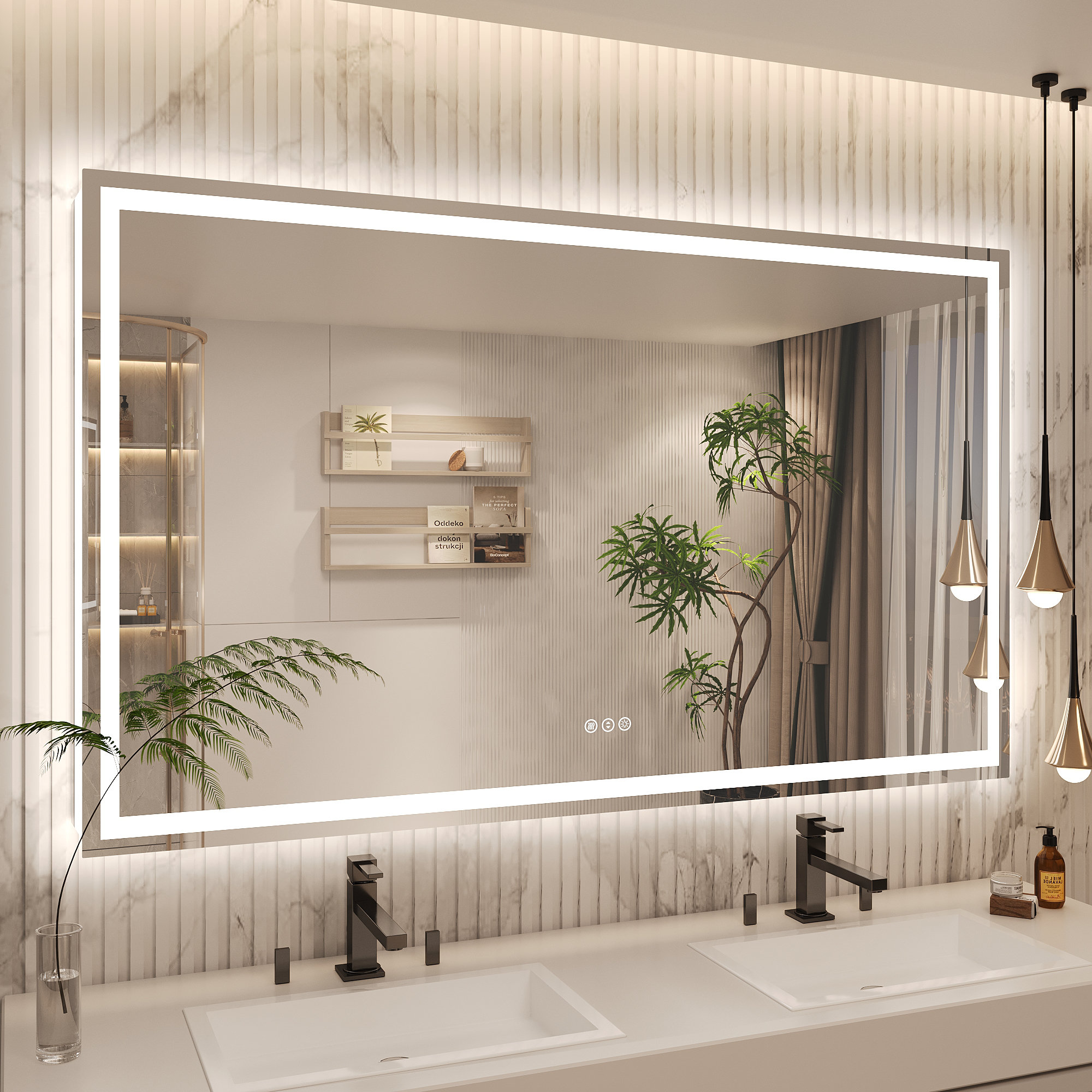 Ivy Bronx Molly Frameless LED Front Light and Backlit 3 Colors Dimmable ...