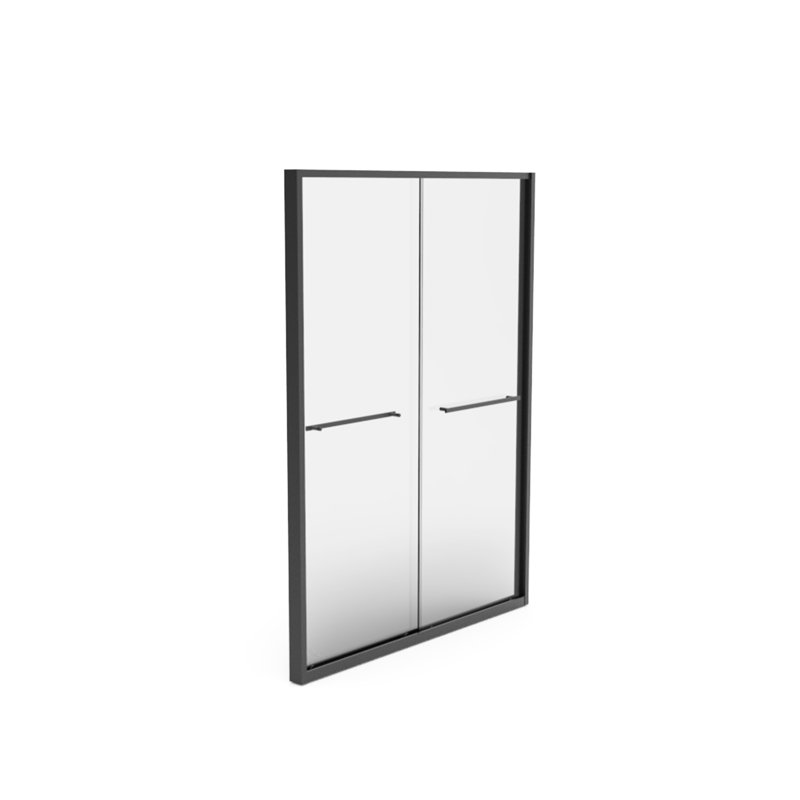 56 - Cabine de douche pour salle de bain de 60 po x 70 po, cadre en aluminium à double coulissement, verre trempé de 8 mm, noir, imperméable, porte coulissante sans effort, cadre de 60 po x 70 po, méthode matte