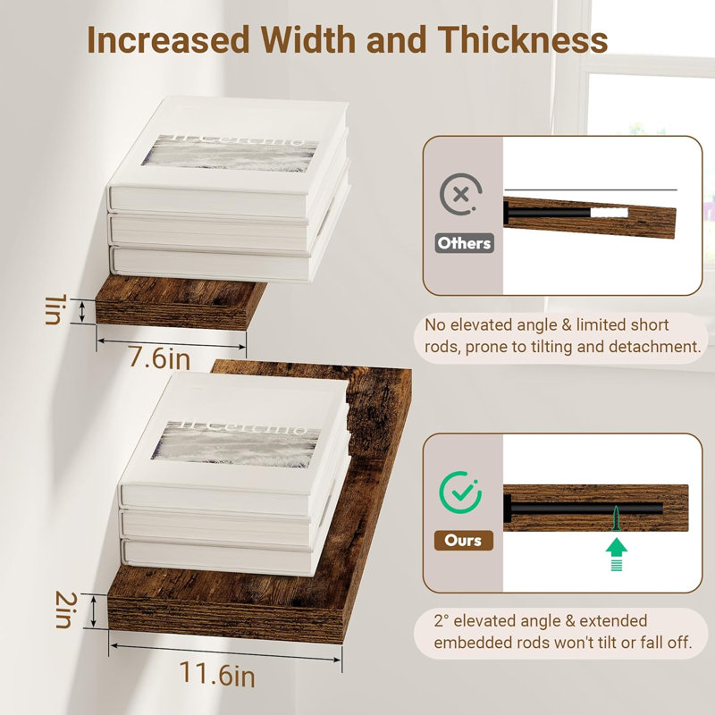 MDF Floating Shelf, Rustic Brown