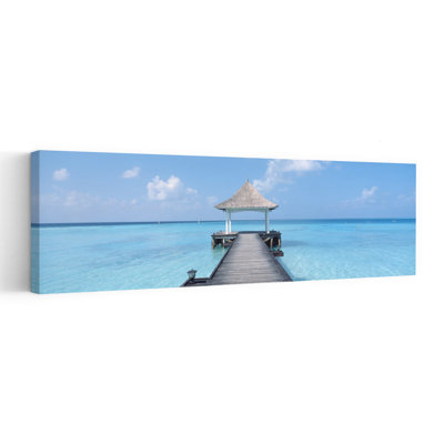 Plage et jetée, Maldives, paisible plage sereine, océan, art mural