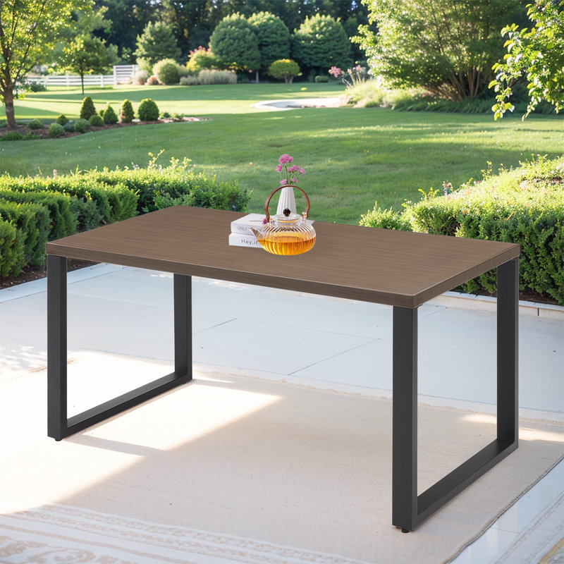 Edith Rectangular Metal Outdoor Dining Table , 52'' in. W 25'' in. D, Brown