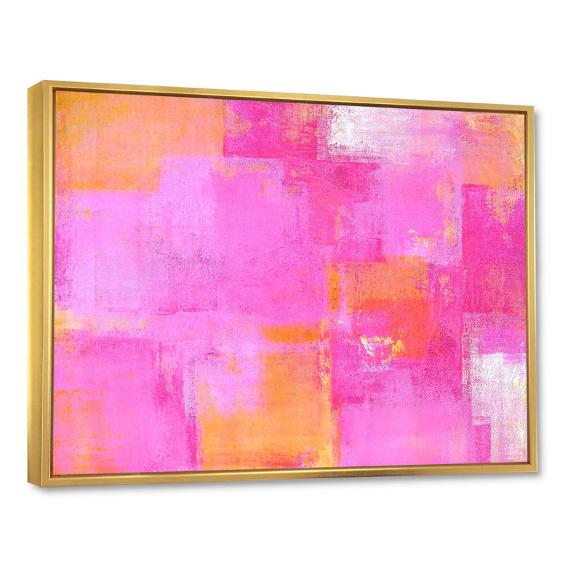 «Pink and Orange Colorfields II», reproduction sur toile flottante, H 24 po x l 36 po, Reproduction avec cadre flottant, Doré