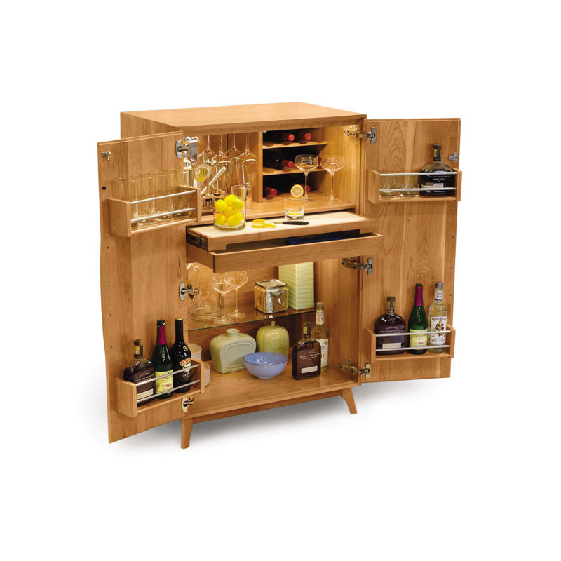 Catalina 33.5'' Solid Wood Bar Cabinet, Natural Cherry