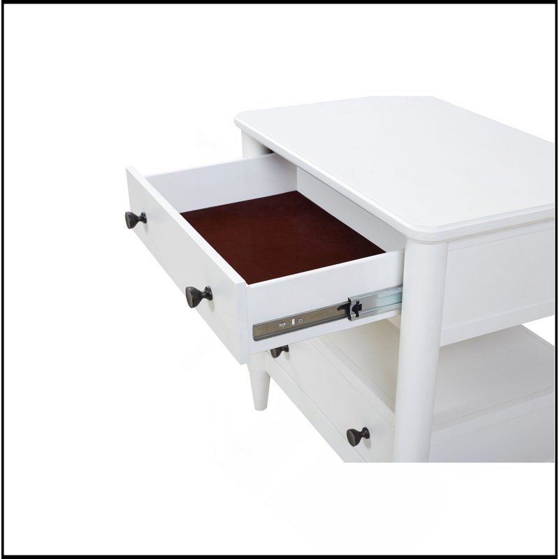 Open Nightstand With 2 Drawers, White