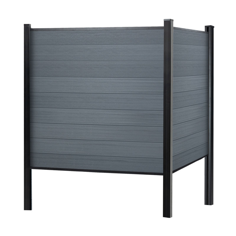 Panneaux de clôture d'intimité 8 pi avec poteau (H 2 pi, Groud 6 pi), H 8 pi x l 12 pi, Gris