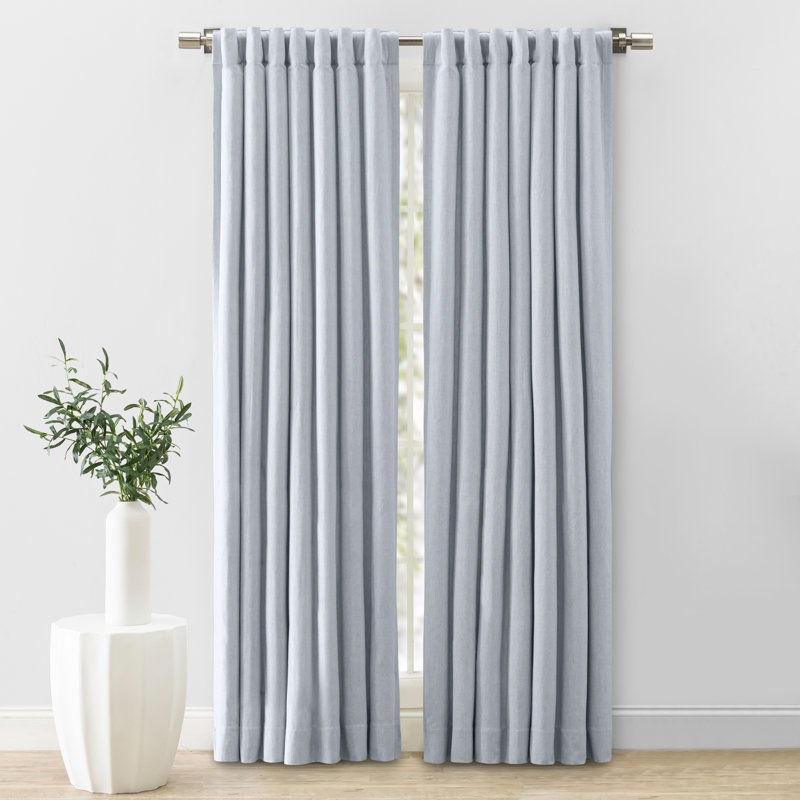 Rossa Premium 100% Cotton Herringbone Room Darkening Rod Pocket w/ Back Tabs Single Curtain Panel, Gray, 48" W x 54" L