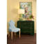 Clover Back Dining Chair With Cerused Oak Legs Upholstered In Performance Light Blue Linen With White Linen Welt