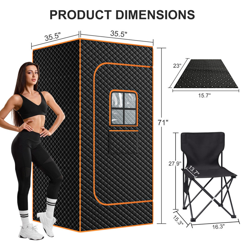 1 Person Portable Steam Sauna Box, Full Body Home Spa Steam Sauna Tent with Folding Chair for Indoor Relaxation Therapy